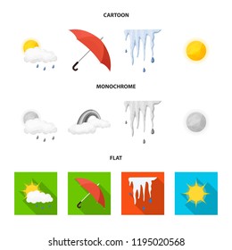 Vector design of weather and climate logo. Set of weather and cloud stock vector illustration.
