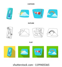 Vector design of weather and climate logo. Collection of weather and cloud vector icon for stock.