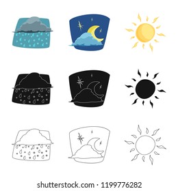 Vector design of weather and climate logo. Set of weather and cloud stock symbol for web.