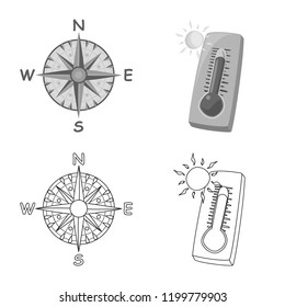 Vector design of weather and climate logo. Collection of weather and cloud stock vector illustration.