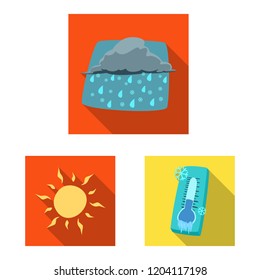 Vector design of weather and climate logo. Collection of weather and cloud vector icon for stock.