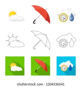 Vector design of weather and climate logo. Set of weather and cloud stock vector illustration.