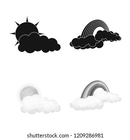 Vector design of weather and climate logo. Collection of weather and cloud stock vector illustration.
