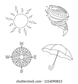 Vector design of weather and climate logo. Set of weather and cloud stock vector illustration.