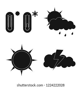 Vector design of weather and climate logo. Collection of weather and cloud stock vector illustration.