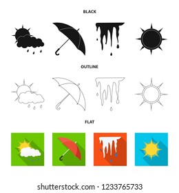 Vector design of weather and climate logo. Set of weather and cloud stock vector illustration.