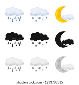 Vector design of weather and climate logo. Set of weather and cloud vector icon for stock.