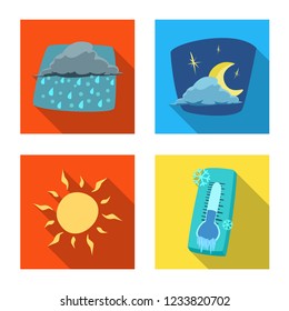 Vector design of weather and climate logo. Set of weather and cloud stock vector illustration.