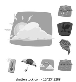 Vector design of weather and climate logo. Collection of weather and cloud stock vector illustration.