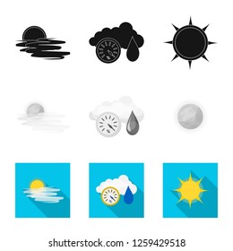 Vector design of weather and climate logo. Collection of weather and cloud vector icon for stock.