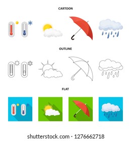 Vector design of weather and climate logo. Collection of weather and cloud vector icon for stock.