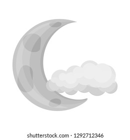 Vector design of weather and climate logo. Set of moon and cloud stock vector illustration.