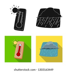 Vector design of weather and climate logo. Collection of weather and cloud vector icon for stock.