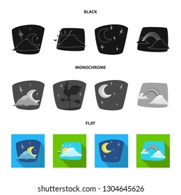 Vector design of weather and climate logo. Set of weather and cloud stock symbol for web.