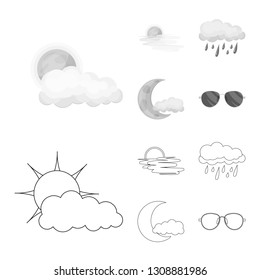 Vector design of weather and climate logo. Set of weather and cloud stock symbol for web.