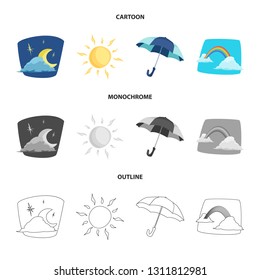 Vector design of weather and climate logo. Collection of weather and cloud stock symbol for web.