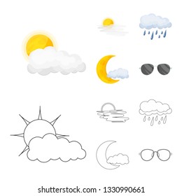 Vector design of weather and climate logo. Set of weather and cloud stock symbol for web.