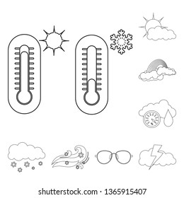 Vector design of weather and climate logo. Collection of weather and cloud stock vector illustration.