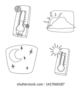 Vector design of weather and climate logo. Set of weather and cloud vector icon for stock.