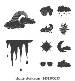 Vector design of weather and climate logo. Collection of weather and cloud stock symbol for web.