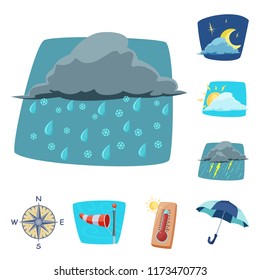 Vector design of weather and climate sign. Set of weather and cloud stock vector illustration.