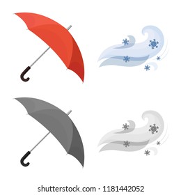 Vector design of weather and climate sign. Collection of weather and cloud stock symbol for web.