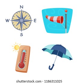 Vector design of weather and climate sign. Collection of weather and cloud stock vector illustration.