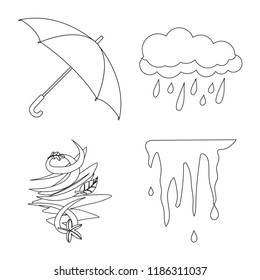 Vector design of weather and climate sign. Set of weather and cloud stock symbol for web.