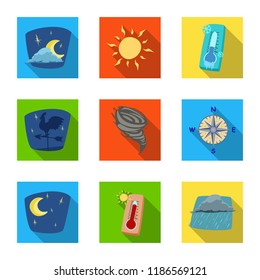 Vector design of weather and climate sign. Set of weather and cloud vector icon for stock.