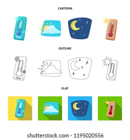Vector design of weather and climate sign. Set of weather and cloud stock vector illustration.