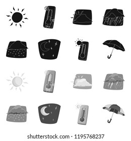 Vector design of weather and climate sign. Collection of weather and cloud stock symbol for web.