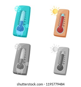 Vector design of weather and climate sign. Set of weather and cloud stock symbol for web.