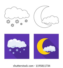 Vector design of weather and climate sign. Collection of weather and cloud vector icon for stock.