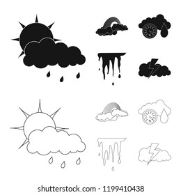 Vector design of weather and climate sign. Set of weather and cloud stock symbol for web.