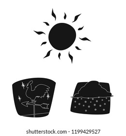 Vector design of weather and climate sign. Set of weather and cloud stock symbol for web.