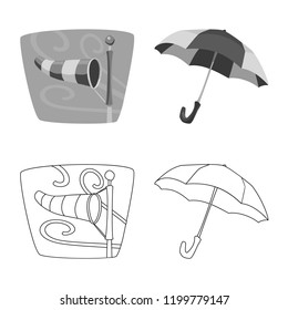 Vector design of weather and climate sign. Set of weather and cloud stock vector illustration.