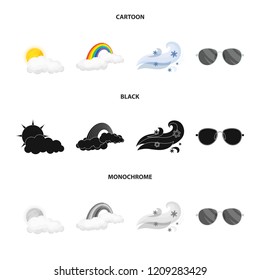 Vector design of weather and climate sign. Collection of weather and cloud vector icon for stock.
