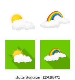 Vector design of weather and climate sign. Collection of weather and cloud stock vector illustration.