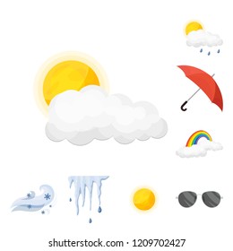 Vector design of weather and climate sign. Set of weather and cloud stock symbol for web.