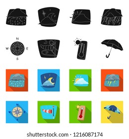 Vector design of weather and climate sign. Collection of weather and cloud vector icon for stock.