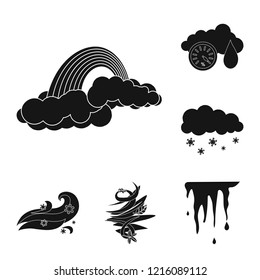 Vector design of weather and climate sign. Collection of weather and cloud stock symbol for web.