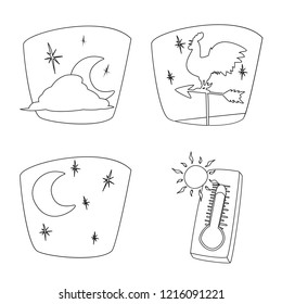 Vector design of weather and climate sign. Collection of weather and cloud stock vector illustration.