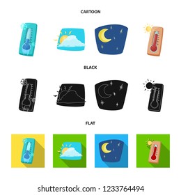 Vector design of weather and climate sign. Collection of weather and cloud vector icon for stock.