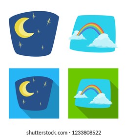 Vector design of weather and climate sign. Set of weather and cloud vector icon for stock.