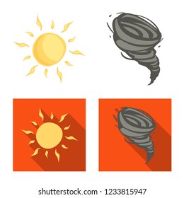 Vector design of weather and climate sign. Set of weather and cloud stock symbol for web.
