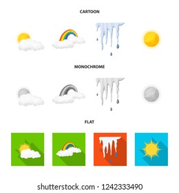 Vector design of weather and climate sign. Collection of weather and cloud stock symbol for web.