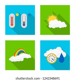 Vector design of weather and climate sign. Collection of weather and cloud stock symbol for web.