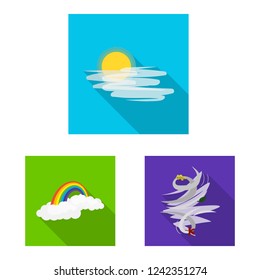 Vector design of weather and climate sign. Set of weather and cloud stock vector illustration.