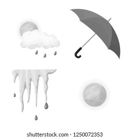 Vector design of weather and climate sign. Collection of weather and cloud symbol for web.