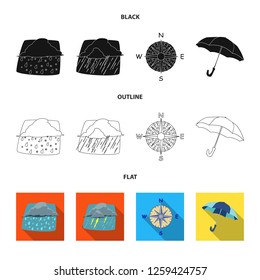 Vector design of weather and climate sign. Collection of weather and cloud stock vector illustration.